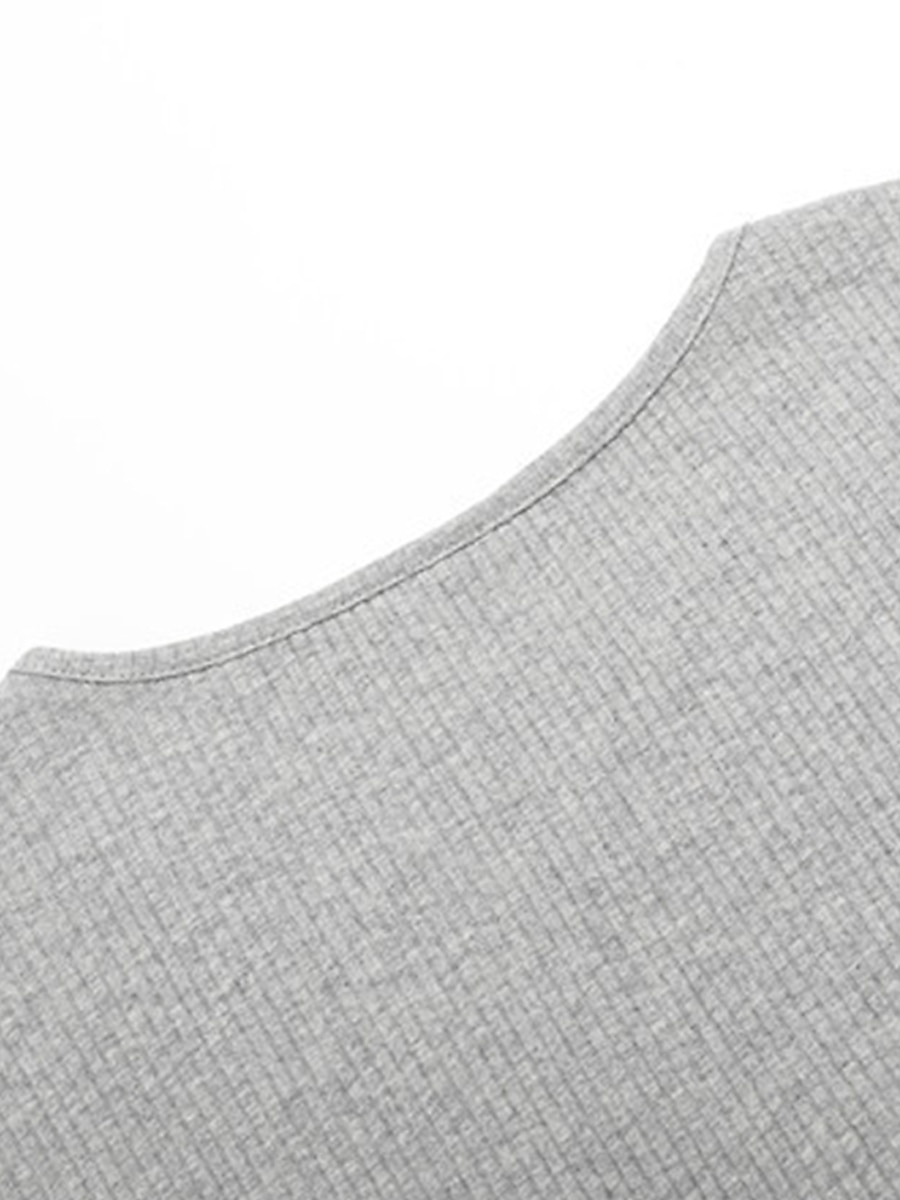 V-Neck Criss Cross Knit Sweater Khaki & Gray Ribbed Knit Blend